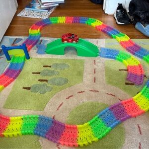 Magna Tracks - Rainbow Race Track Set with Red Car